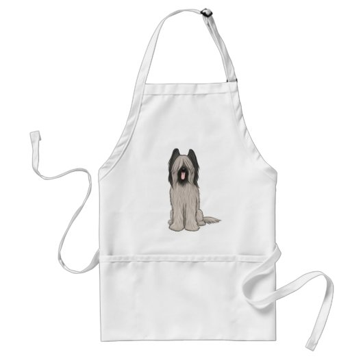 Cute Briard Cartoon Dog Standaard Schort (Voorkant)