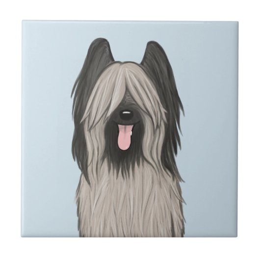 Cute Briard Cartoon Dog Tegeltje (Voorkant)