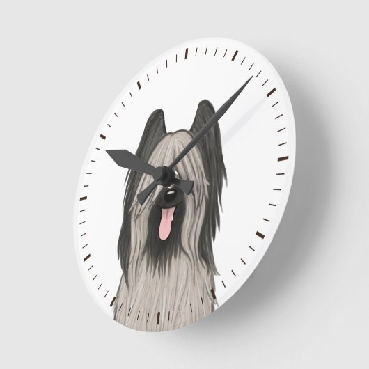 Cute Briard Dog Tekening  Ronde Klok (Hoek)