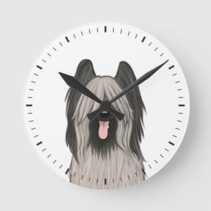 Cute Briard Dog Tekening  Ronde Klok