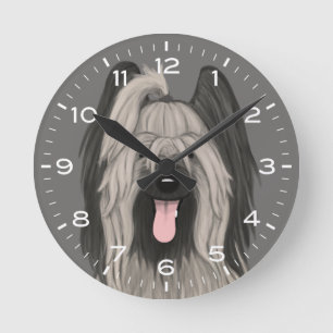 Cute Briard Dog Tekening Ronde Klok
