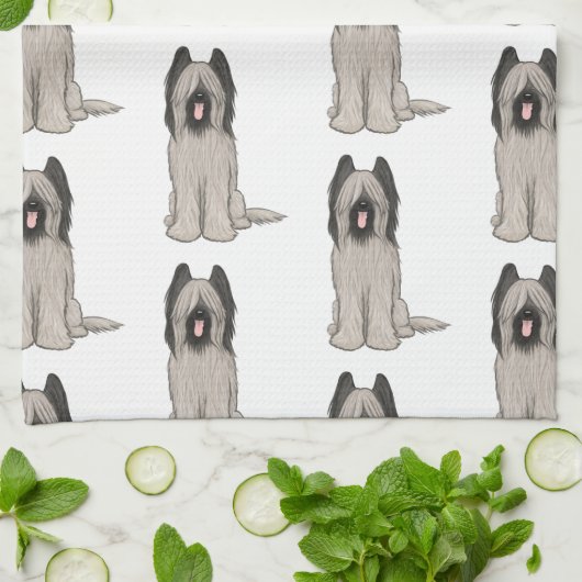 Cute Briards Patroon Theedoek (Gevouwen)