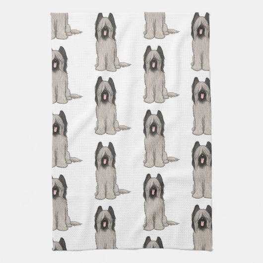 Cute Briards Patroon Theedoek (Verticaal)