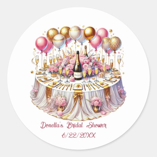 Cute Bridal Shower add name date Ronde Sticker (Voorkant)