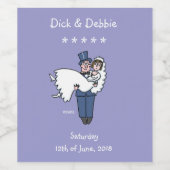 Cute Bride and Groom Cartoon Wedding Banquet Wijn Etiket (Enkel label)