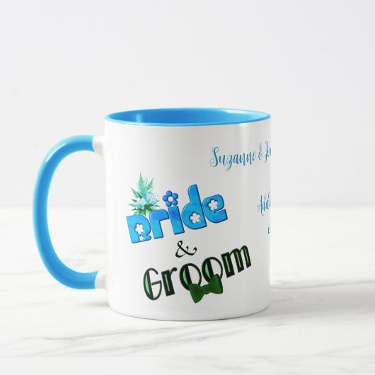 Cute Bride and Groom Personalized Wedding Mok (Links)