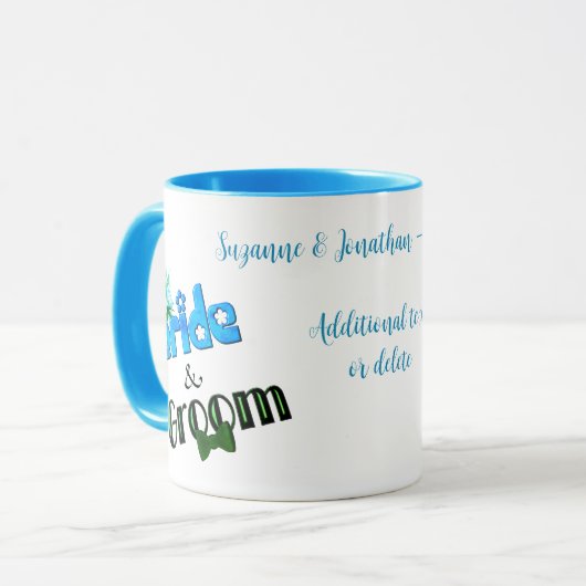 Cute Bride and Groom Personalized Wedding Mok (Voorkant links)