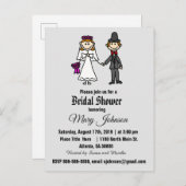 Cute Bride and Groom Stick Figures Uitnodiging Briefkaart (Voorkant / Achterkant)