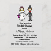 Cute Bride and Groom Stick Figures Uitnodiging Briefkaart (Voorkant)