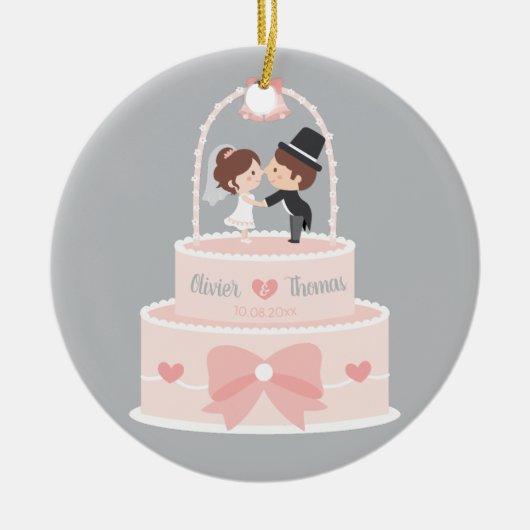 Cute Bride and Groom Topper Wedding Cake Ornament (Voorkant)