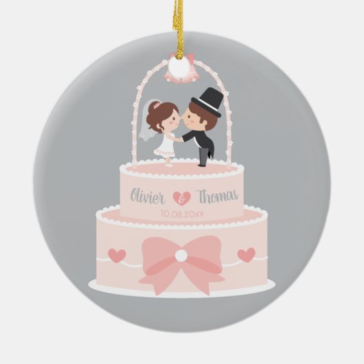 Cute Bride and Groom Topper Wedding Cake Ornament (Achterkant)