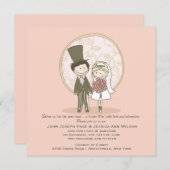 Cute Bride and Groom Wedding Invitation Kaart (Voorkant / Achterkant)