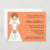 Cute Bride Bridal Shower Invitations - mango Kaart (Voorkant / Achterkant)