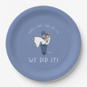 Cute Bride en Groom Cartoon Wedding Reception Papieren Bordje (Voorkant)