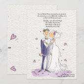 Cute Bride en Groom Jubileum Invitation Kaart (Voorkant / Achterkant)