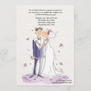 Cute Bride en Groom Jubileum Invitation Kaart