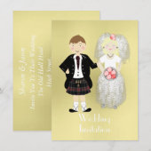 Cute Bride en Groom Scottish Wedding Theme Kaart (Voorkant / Achterkant)