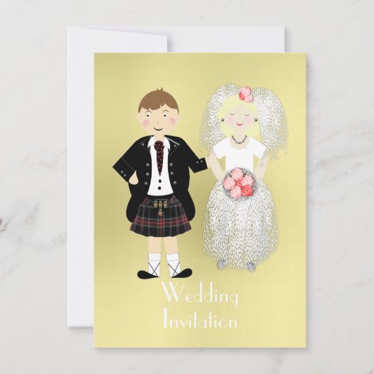 Cute Bride en Groom Scottish Wedding Theme Kaart (Voorkant)