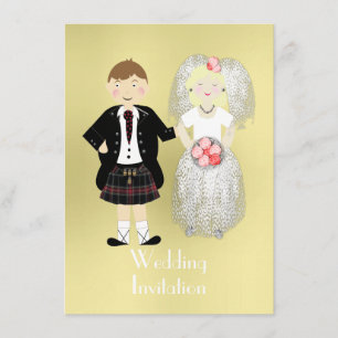 Cute Bride en Groom Scottish Wedding Theme Kaart