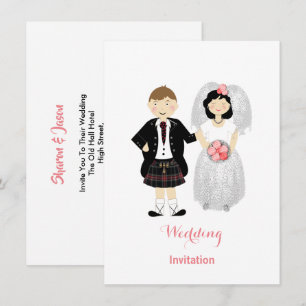 Cute Bride en Groom Scottish Wedding Theme Kaart