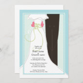 Cute Bride en Groom Wedding Invitations Kaart (Voorkant / Achterkant)