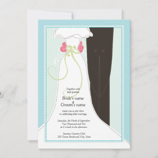 Cute Bride en Groom Wedding Invitations Kaart