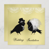 Cute Bride en Groom Whimsical Tortelduifjes Kaart (Voorkant / Achterkant)