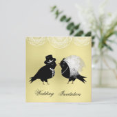 Cute Bride en Groom Whimsical Tortelduifjes Kaart (Staand voorkant)