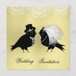 Cute Bride en Groom Whimsical Tortelduifjes Kaart