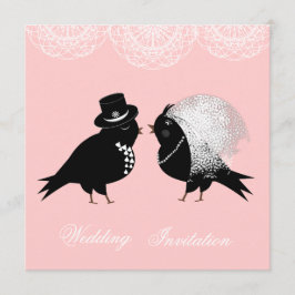 Cute Bride en Groom Whimsical Tortelduifjes Kaart