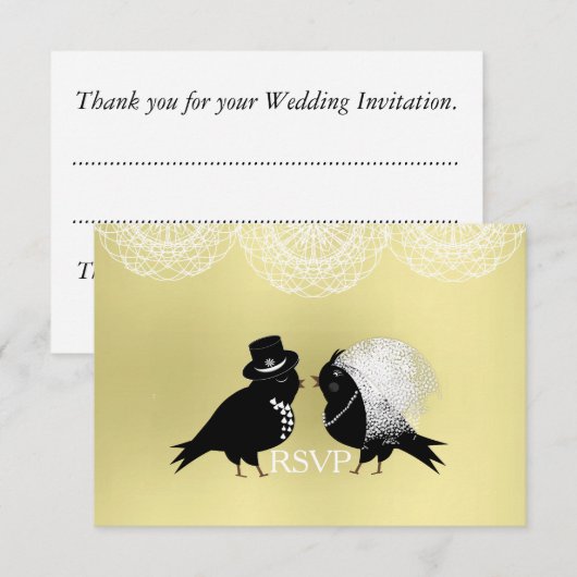 Cute Bride en Groom Whimsical Tortelduifjes RSVPCa RSVP Kaartje (Voorkant / Achterkant)