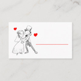 Cute Bride Groom Cartoon Red White Wedding Engadin Plaatskaartje