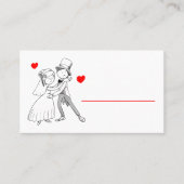 Cute Bride Groom Cartoon Red White Wedding Engadin Plaatskaartje (Voorkant)