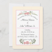 Cute Bride & Groom Floral Wedding Invites Kaart (Achterkant)