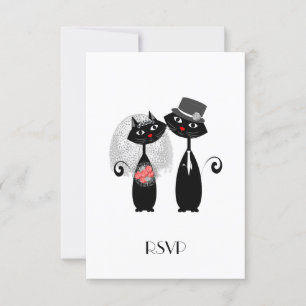 Cute Bride Groom Wedding Cats Personalized RSVP