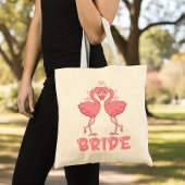Cute Bride Pink Flamingo Wedding Tropical Beach  Tote Bag