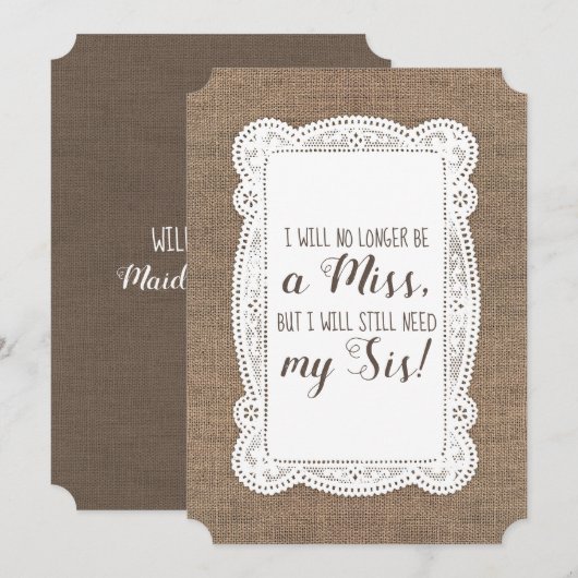 Cute Bridesmaid / Maid of Honor proposal Kaart (Voorkant / Achterkant)
