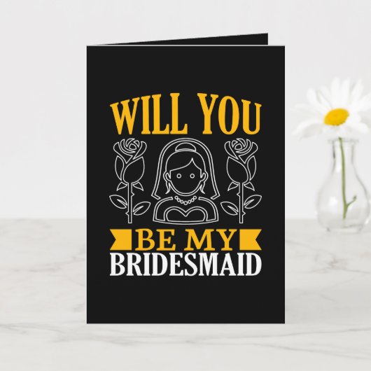 Cute Bridesmaid word art add message Kaart (Kleine Plant)