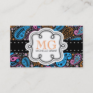 Cute Bright Colors Paisley Calling Card Contactkaartje