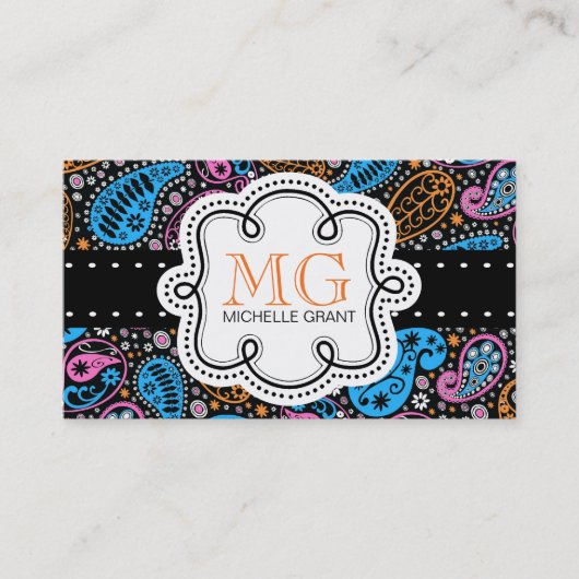 Cute Bright Colors Paisley Calling Card Contactkaartje (Voorkant)