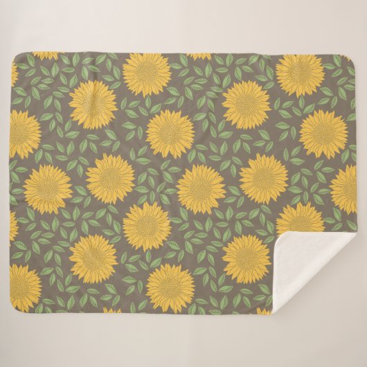 Cute Bright Country Sunflower Patroon Sherpa Deken (Voorkant (horizontaal))