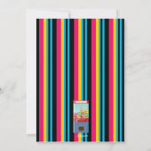 Cute, Bright en Striped Girls Arcade Invitation Kaart (Achterkant)