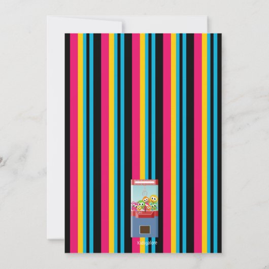 Cute, Bright en Striped Girls Arcade Invitation Kaart (Achterkant)