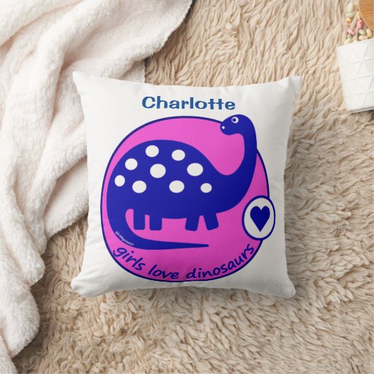 CUTE BRIGHT GIRL PINK DINOSAUR | DINO KUSSEN (Deken)