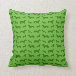 Cute bright green dachshund-patroon kussen