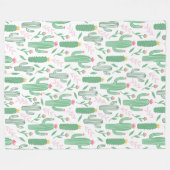 Cute Bright Green Desert Cactus Pattern Fleece Deken (Voorkant (Horizontaal))