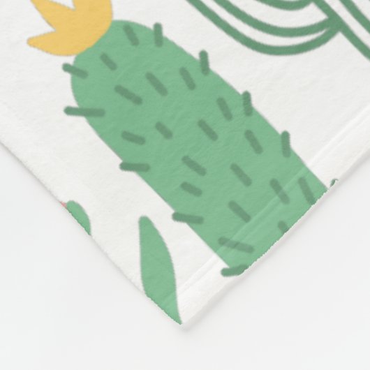Cute Bright Green Desert Cactus Pattern Fleece Deken (Hoek)