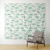 Cute Bright Green Desert Cactus Pattern Wandkleed (In Situ (horizontaal))