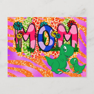 Cute Bright mam Dinosaur Moederdag Greeting Briefkaart