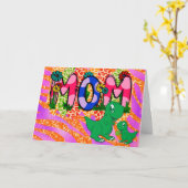 Cute Bright mam Dinosaur Moederdag Greeting Kaart (Gele Bloem)